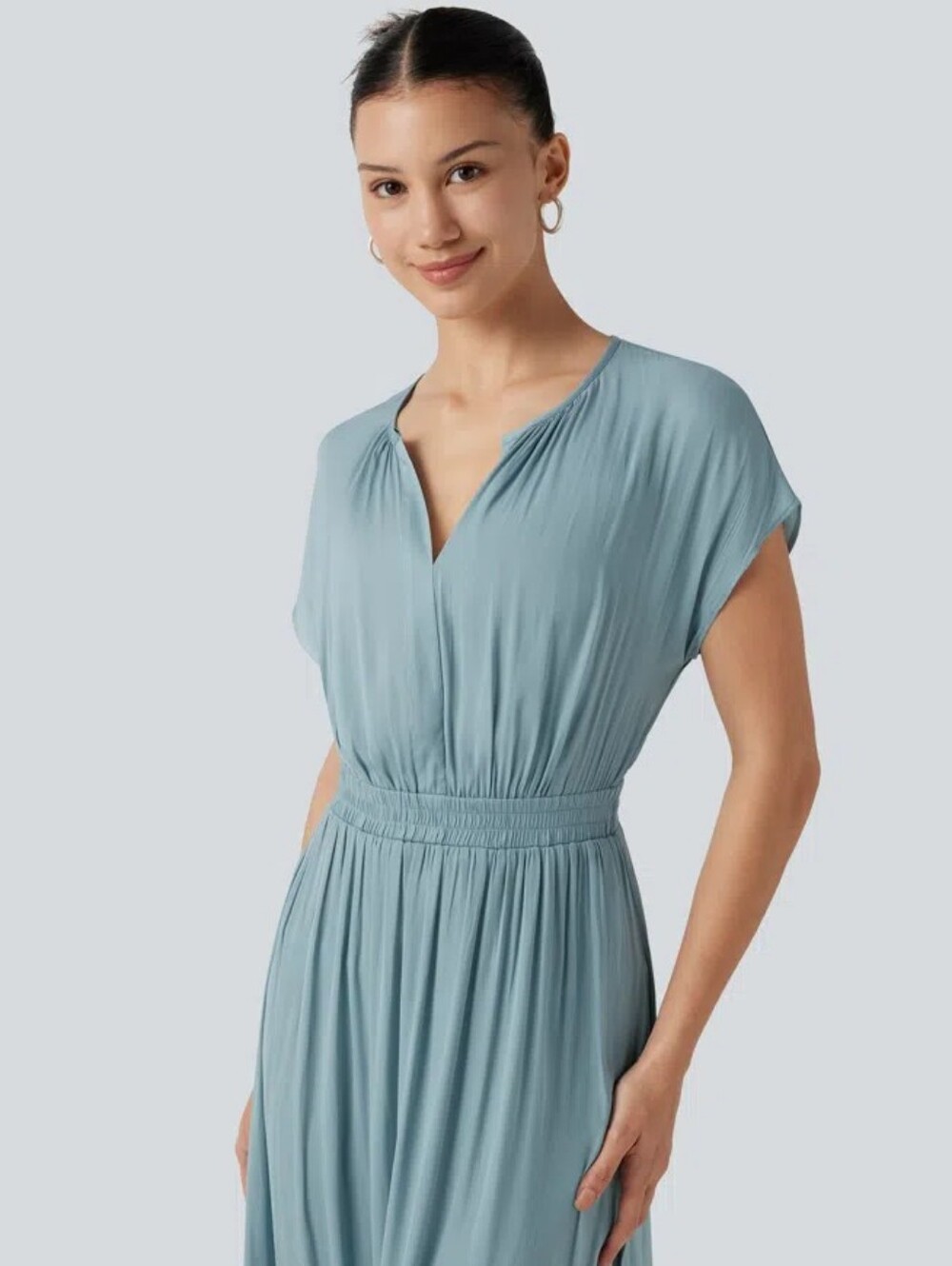 Joie Soft Stone Blue Pleated Maxi Dress Size XL NWOT